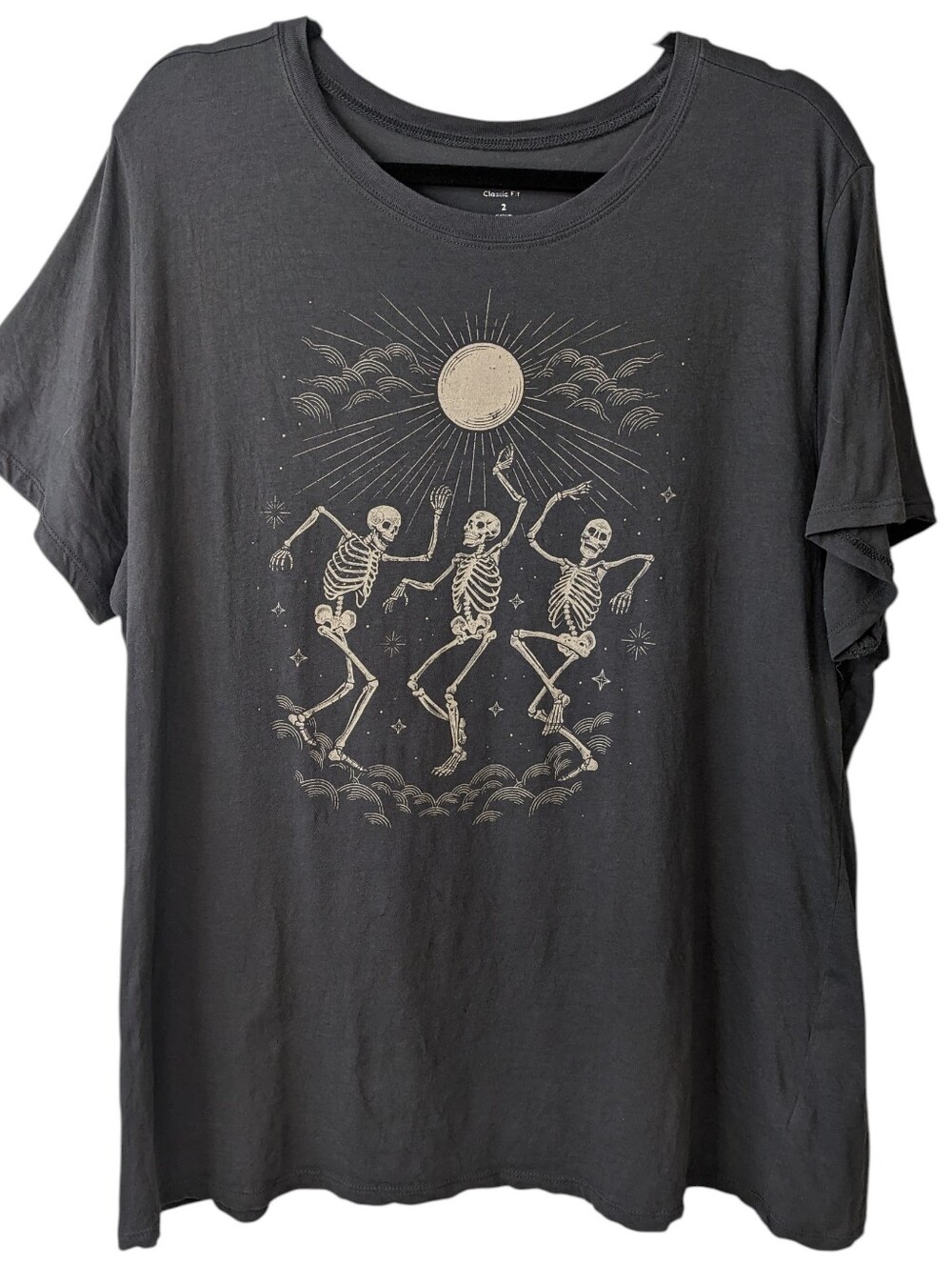 Torrid Charcoal Gray Short-Sleeve Skeleton Dance Graphic Tee Plus Size 2X